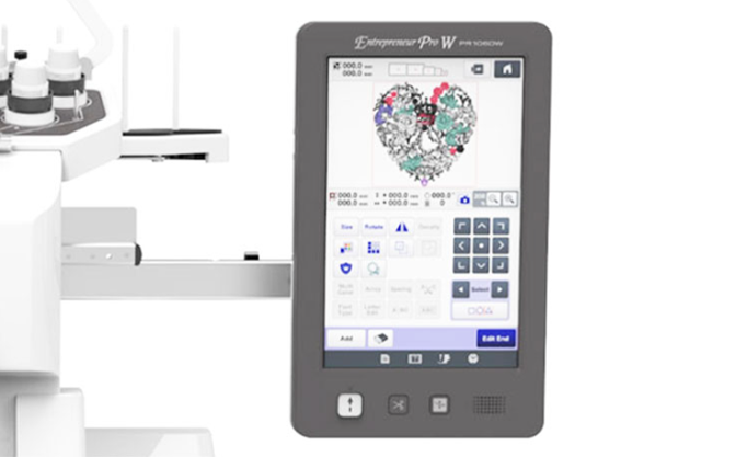 Brother 1060W commercial embroidery machine with 10.1" HD colour touchscreen panel