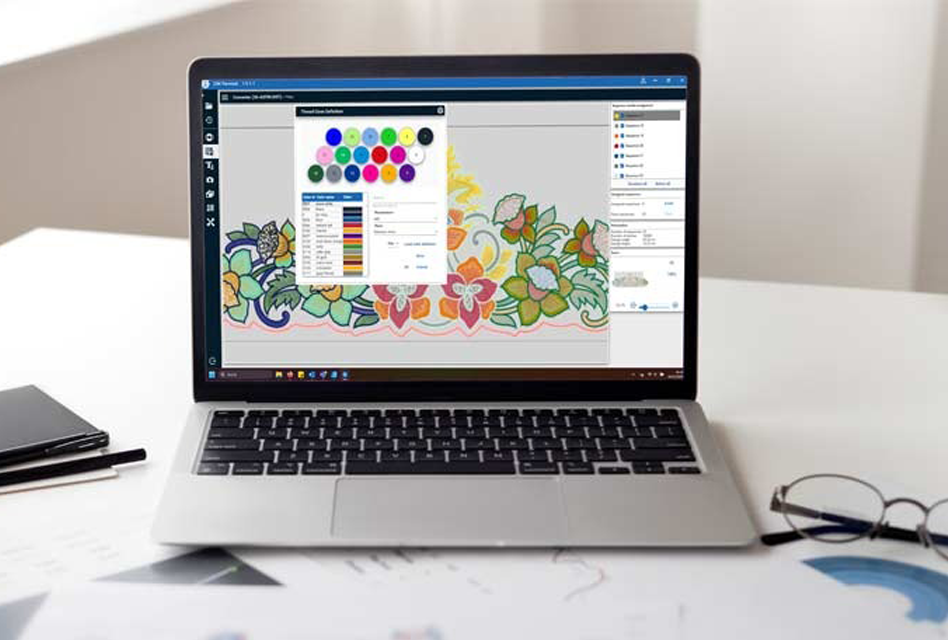 ZSK embroidery software for professional digitizing, machine management,  production, and coordination